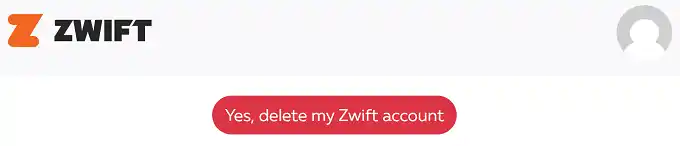 Zwiftのアカウント削除ボタン